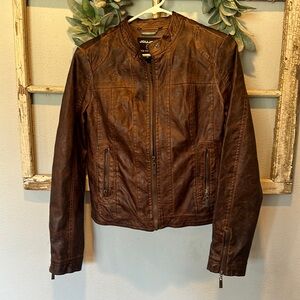 Faux Leather Bomber Jacket